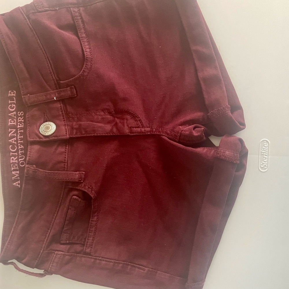 American Eagle Outfitters Women's Dark Red Jean Shorts